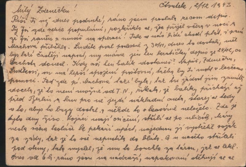 WWII Letter from Radotín to Berlin Mentioning Jews