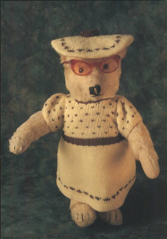 Mirja de Vries Studio Teds Bear in Knitted Dress and Glasses