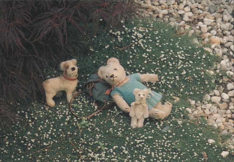 Summer Teddies and Dog in a Flowery Garden Mirja De Vries