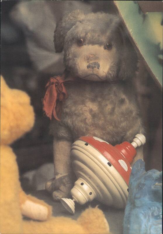 Old Teddy Bear with Red Ribbon and Spinning Top Mirja De Vries