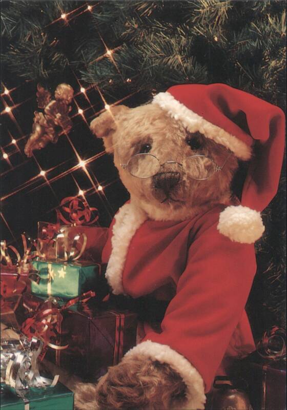 Teddy Bear Santa Claus with Glasses and Christmas Presents