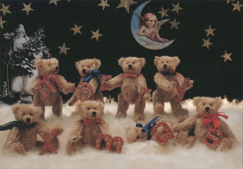 Teddy Bears Spelling MERRY XMAS with Santa and Angel
