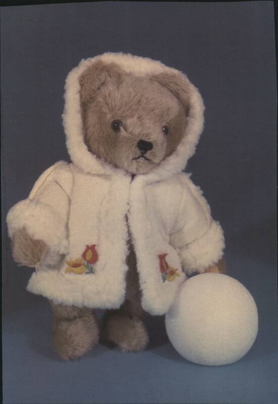 Teddy Bear in White Hooded Coat with Snowball Ted Menten