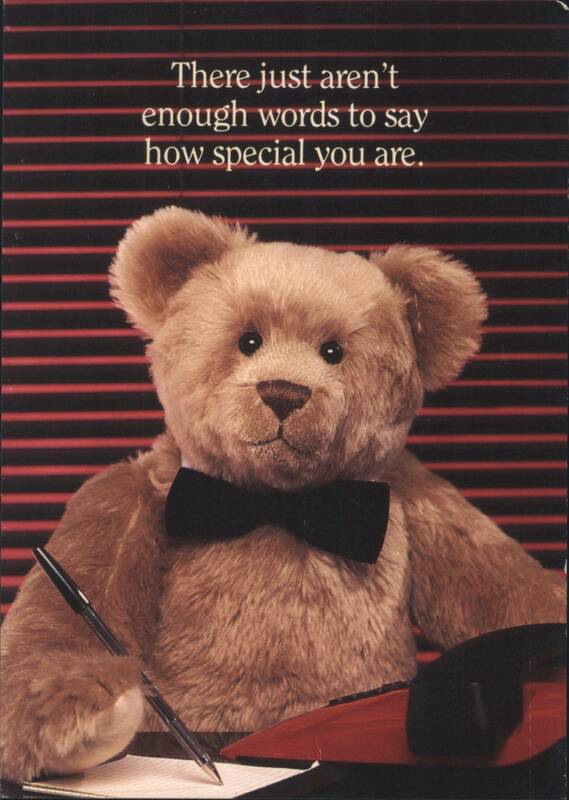 Teddy Bear with Pen and Paper, 'How Special You Are' Greeting