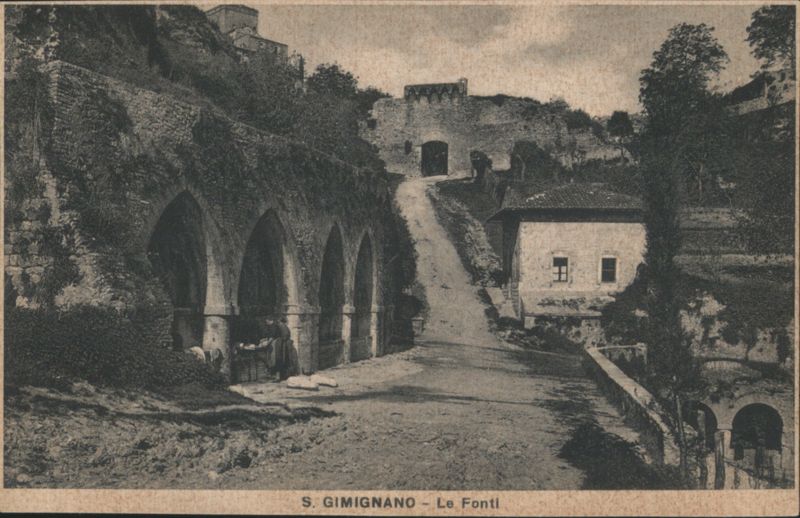 San Gimignano, Le Fonti with Arched Structures and Fortified Gate Tuscany Italy