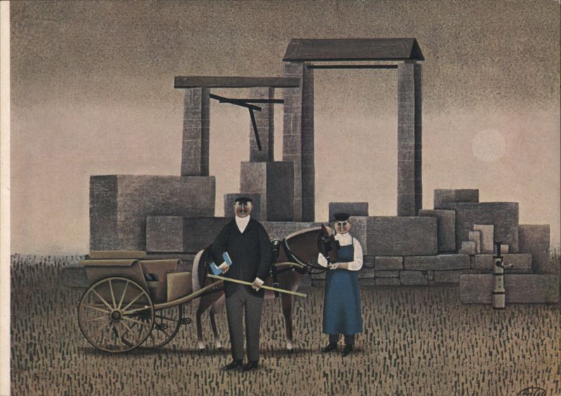 Jan Balet: The Quarry with Figures, Horse, and Cart