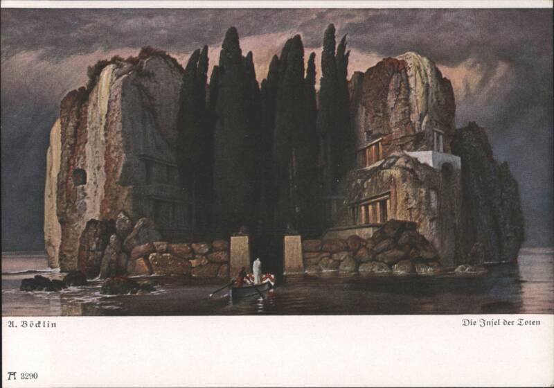 Arnold Böcklin's The Isle of the Dead Painting, Dark Island with Cypress Trees