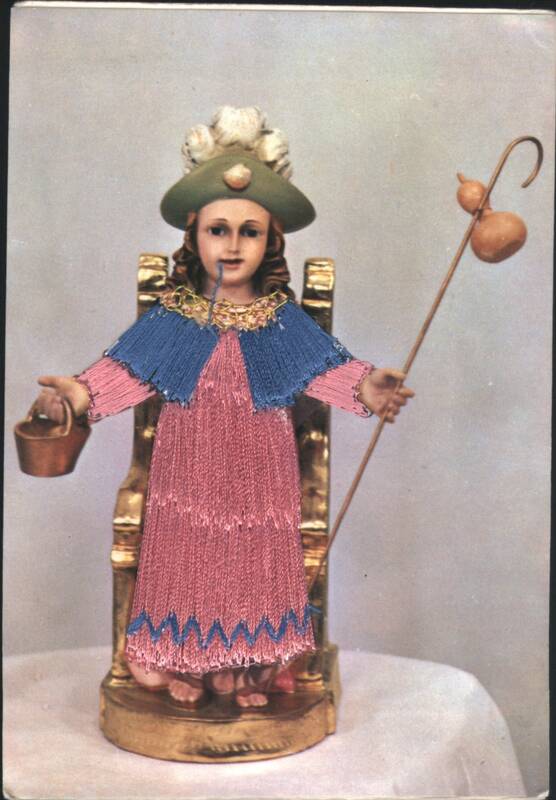 Child Religious Statue with Shepherd's Crook and Bucket