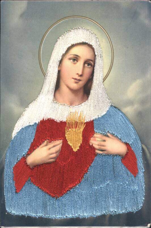 Virgin Mary Immaculate Heart Fabric Applique Religious
