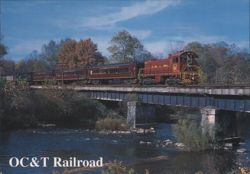 Oil Creek & Titusville Railroad Train on Bridge, Autumn Postcard