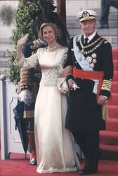 HM King Juan Carlos & Queen Sofia at Asturias Wedding, Madrid Postcard