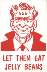 Ronald Reagan with Horns 666, Let Them Eat Jelly Beans Postcard