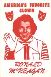 Ronald McReagan America's Favorite Clown Political Art Postcard