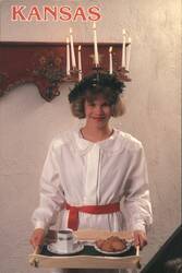 KANSAS Saint Lucia Festival, Girl with Candles, Coffee Postcard