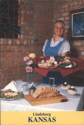 Lindsborg KS Waitress Serving Swedish Dishes Postcard