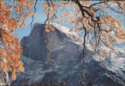 Half Dome, Yosemite Valley, Autumn with Early Snow Postcard