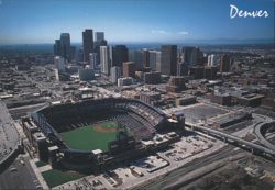 Denver, Coors Field and Pikes Peak Postcard