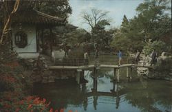 Joyous Garden, Traditional Chinese Garden with Bridge Postcard
