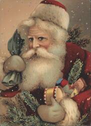 Santa Claus with White Beard and Red Hat, Anno 1900 Postcard