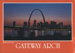 Gateway Arch, St. Louis Skyline at Dusk, Mississippi River Postcard