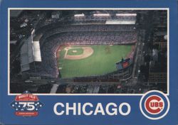 Wrigley Field Chicago Cubs 75th Anniversary Aerial View Postcard