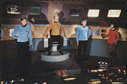 Star Trek Movieland Wax Museum Set Kirk Spock McCoy Uhura Postcard