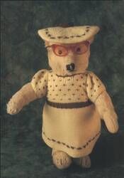 Mirja de Vries Studio Teds Bear in Knitted Dress and Glasses Postcard