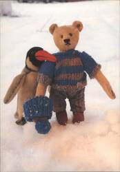 Snow Teds: Teddy Bear and Penguin in Snow Postcard