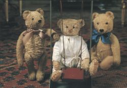 Three Teddy Bears at Amerongen Castle House Party Postcard
