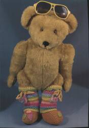 Sir Edward Teddy Bear with Sunglasses and Crocheted Boots Postcard