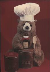 Chef Teddy Bear with Honey Jar and Baking Tins Postcard