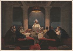 Jesus Christ and Disciples at the Last Supper Painting Postcard