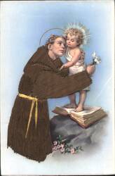 Saint Anthony of Padua & Christ Child with Embroidered Habit Postcard