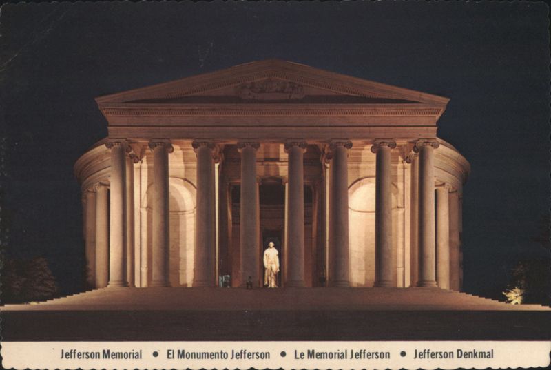 Jefferson Memorial, Thomas Jefferson Statue at Night Washington District of Columbia