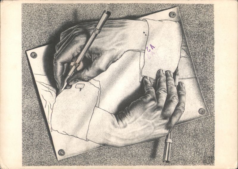 M. C. Escher's Drawing Hands Modern