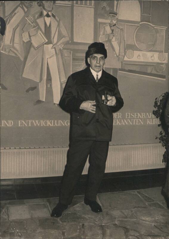 Man in Fur Hat with Glass, Railway Development Mural Germany