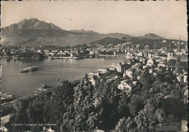 Luzern with Mount Pilatus, Lake Lucerne City View Switzerland
