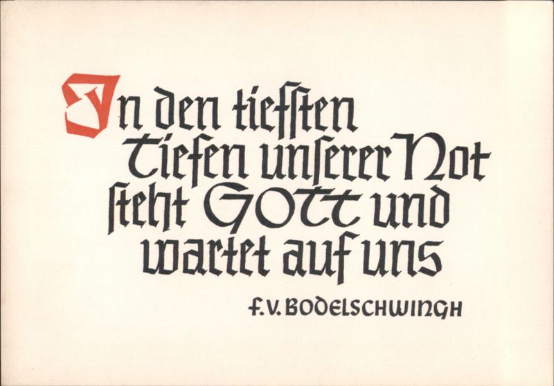 German Calligraphy Quote: In den tiefsten Tiefen unserer Not