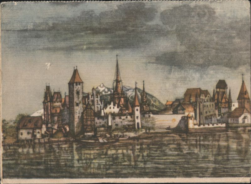 Innsbruck Cityscape with Mountains, A. Dürer Art Austria