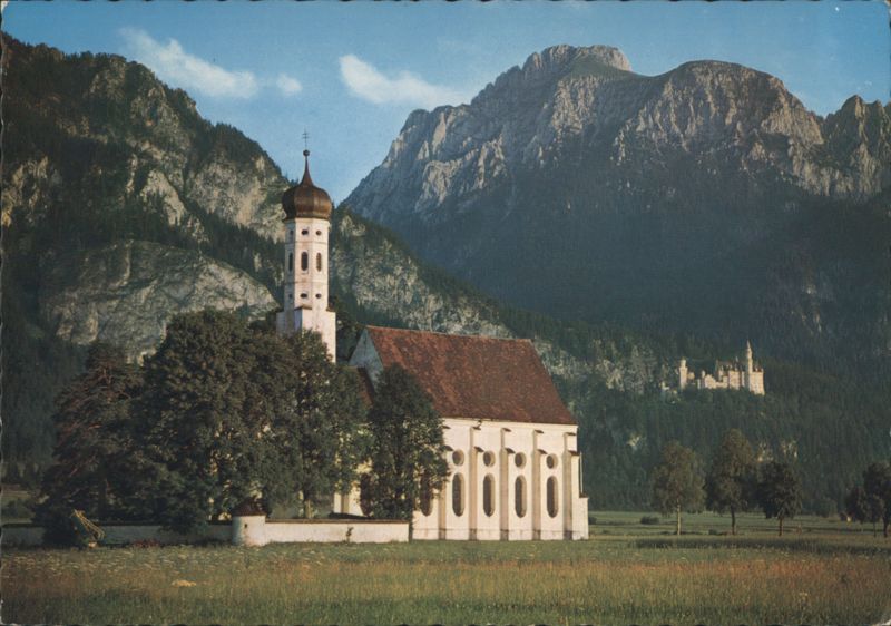 St. Coloman Church, Neuschwanstein Castle, Säuling Mountain Füssen Germany