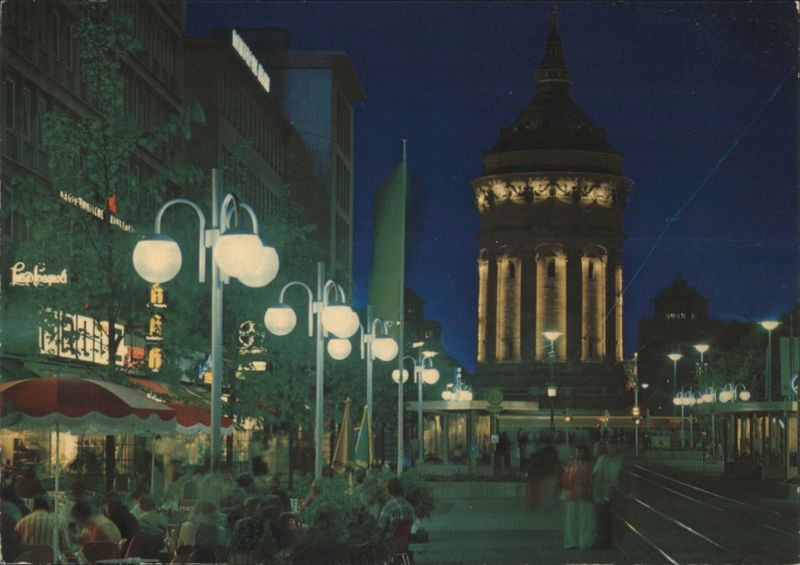 Bundesgartenschau Mannheim 1975, Planken & Wasserturm at Night Germany