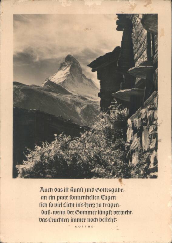 Goethe Poem with Alpine Mountain Peak and Chalet Poems & Poets
