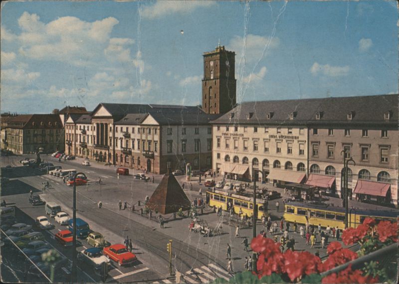 Waldkirch Marktplatz, Pyramid, St. Margarethen Church Tower Germany