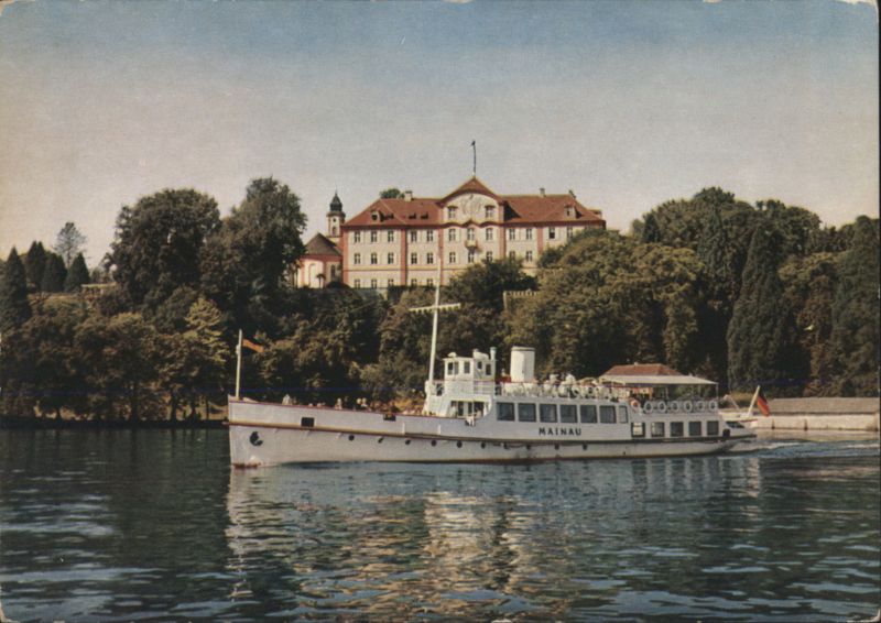 Insel Mainau im Bodensee - Deutschordensschloß und Kirche vom See Germany