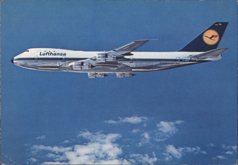 Lufthansa Boeing Jet 747 in Flight