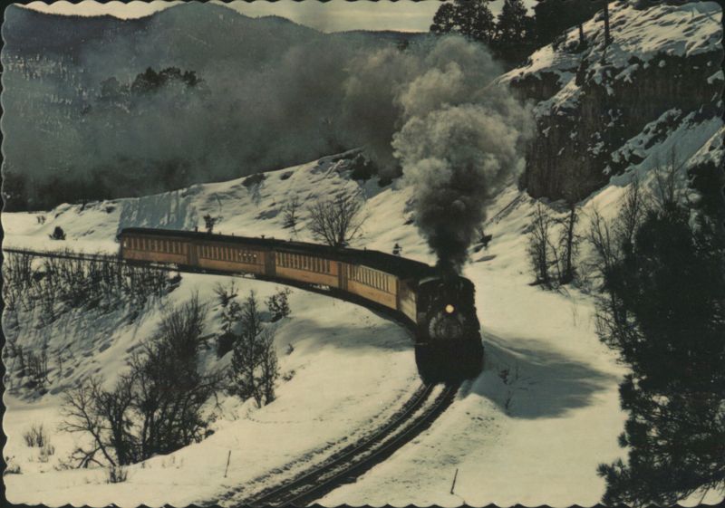 Durango & Silverton Narrow Gauge Railroad Train in Snow Colorado