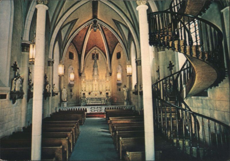 Loretto Chapel Interior with Spiral Stairway & Altar Santa Fe New Mexico