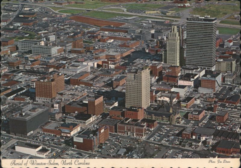 Aerial View of Winston-Salem Skyline with Wachovia Building North Carolina