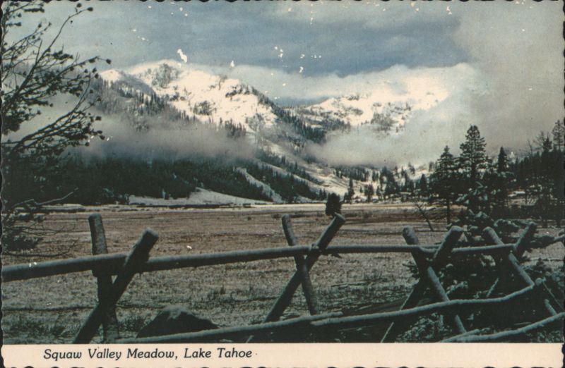 Squaw Valley Meadow, Lake Tahoe - Snowy Mountains & Fence California
