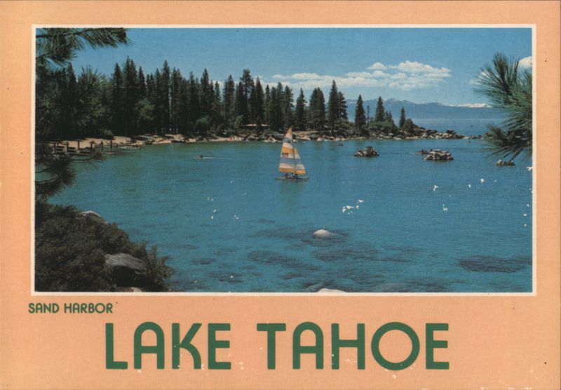 Sand Harbor Lake Tahoe, Sailboat, Pine Trees Nevada